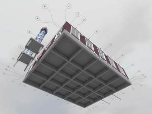3D вид фундамента одноэтажной бойлерной завода