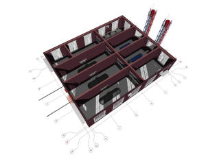3D вид первого этажа одноэтажной бойлерной завода