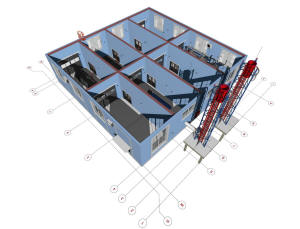 3D вид первого этажа одноэтажной котельни завода