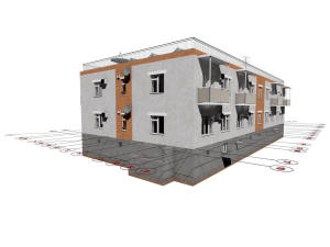 3D общий вид дома и координатные оси