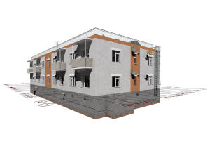 3D общий вид дома и координатные оси