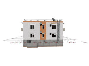 3D общий вид дома и координатные оси