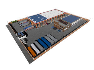 3D вид проекта заводского комплекса