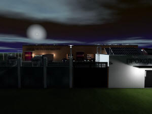 Ночной 3D вид заводского комплекса