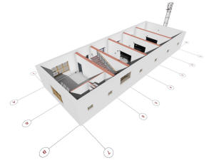 3D вид первого этажа автомойки