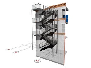 3D фрагмент лестницы гаража