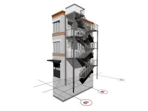 3D фрагмент лестницы гаража