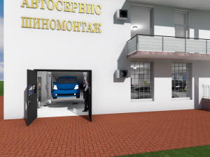Фрагмент заднего фасада паркинга