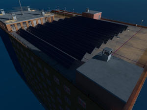 Многоэтажный паркинг - 3D вид крыши ночью