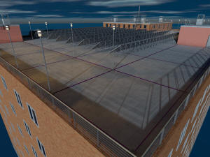 Многоэтажный паркинг - 3D вид крыши ночью