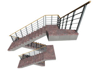 Общий 3D вид лестницы дома
