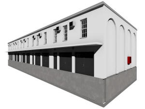 Общий 3D вид гаража и фундамента