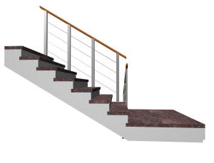 Г-образная железобетонная лестница для здания с высотой этажа 2,1 м. (1,8 м. в чистоте)