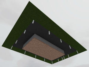 3D вид фундаментов дома и забора