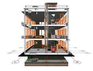 3D вид каркаса дома