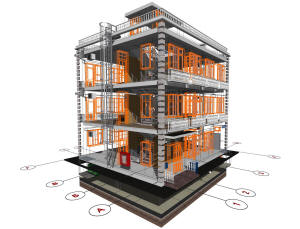 3D вид каркаса дома