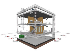 3D вид каркаса дома