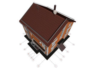 3D вид дома и крыши