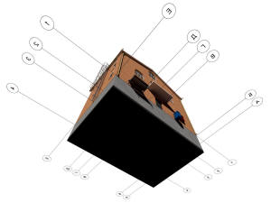 3D общий вид фундамента дома и координатных осей
