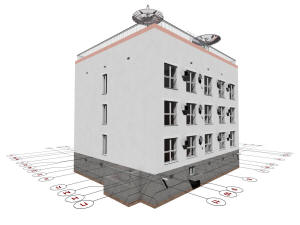 3D общий вид дома и координатные оси