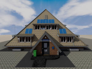 Готовый проект трехэтажного жилого дома в форме пирамиды