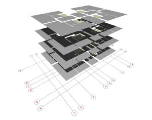 План подвесных потолков четырехэтажного дома
