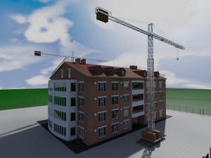 План организации строительства пятиэтажного дома - высотный кран