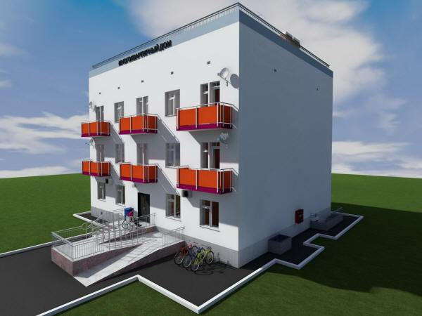 Архитектурный проект одноподъездного трехэтажного дома на 12 квартир