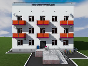 Архитектурный проект одноподъездного трехэтажного дома на 12 квартир