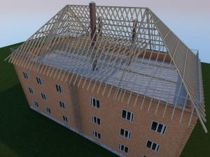 3D вид дома - план стропил крыши
