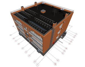 3D вид дома и крыши