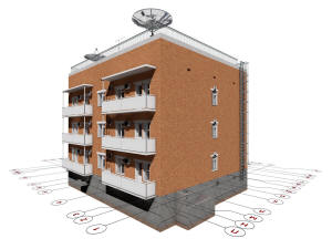 3D общий вид дома и координатные оси