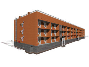 3D вид дома без балконов