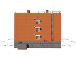 3D вид дома и координационные оси