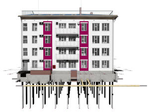 Проект четырехэтажного дома "Г" образной формы
