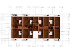 3D общий вид второго этажа дома и координатные оси