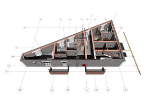 План первого этажа треугольного дома