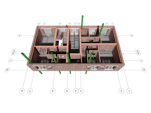 План второго этажа трехэтажного дома