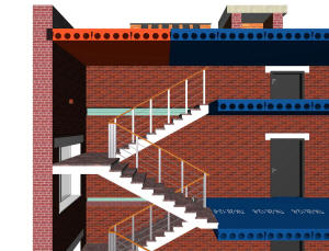 План плит перекрытий четырехэтажного дома в районе лестницы