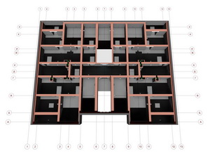 План технического этажа трехэтажного дома