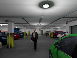 Интерьер подземного паркинга