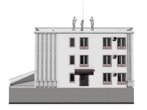 Главный фасад дома и фундамент (дизайн 1)
