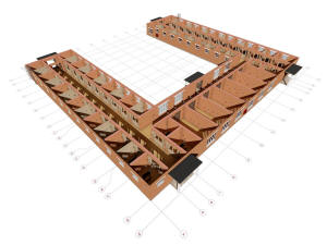 3D вид первого этажа конюшни