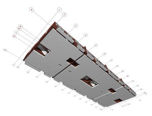 План третьего этажа таунхауса с лифтом - вид снизу