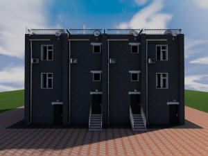 Архитектурный проект дуплекса - 2 блокированных трехэтажных дома