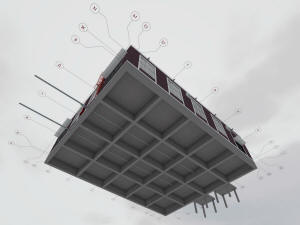 3D вид фундамента одноэтажной бойлерной завода