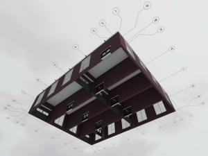 3D вид первого этажа одноэтажной бойлерной завода