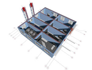 3D вид первого этажа одноэтажной котельни завода
