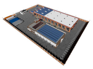 3D вид проекта заводского комплекса