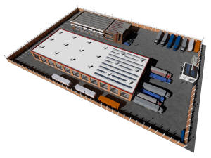 3D вид проекта заводского комплекса